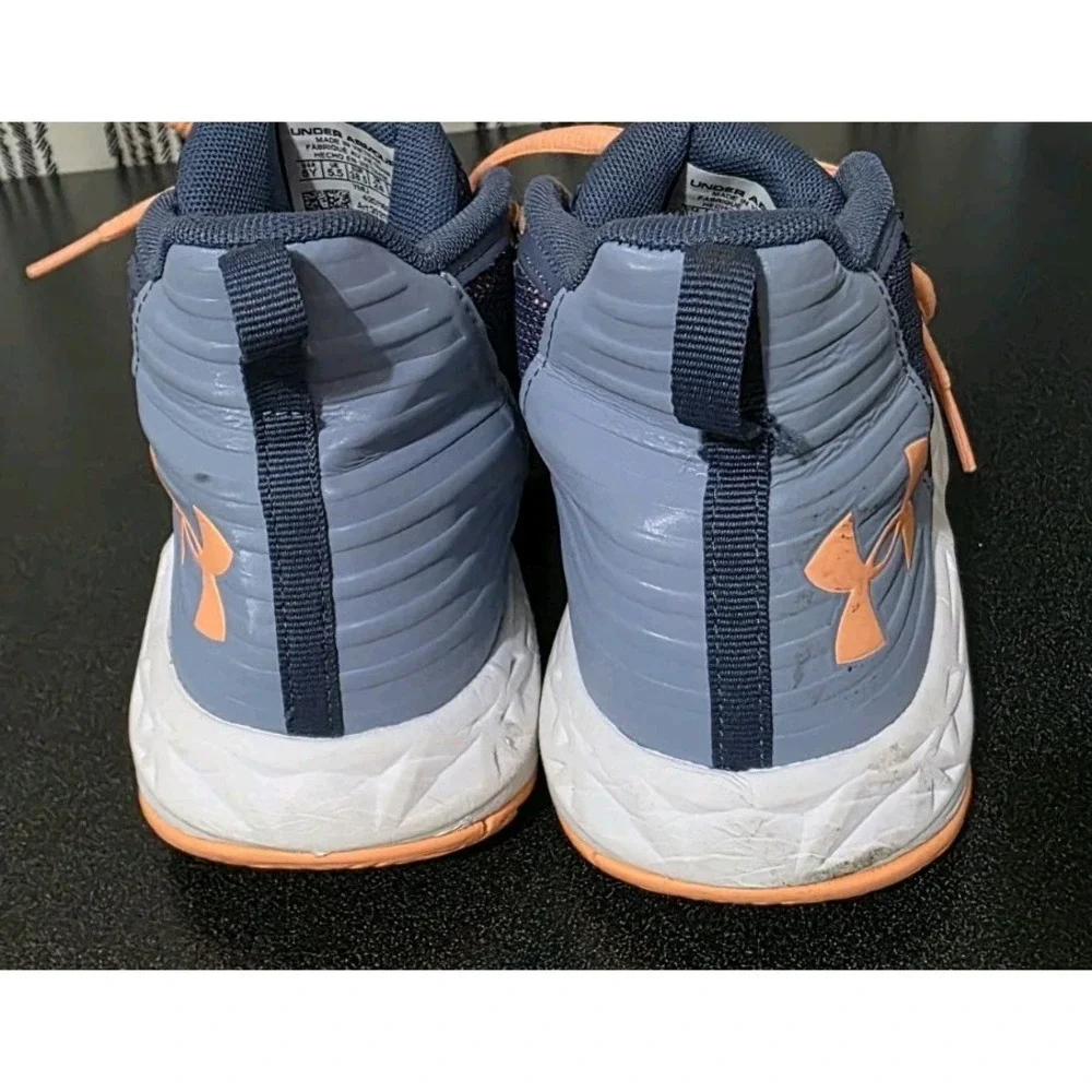 Under Armour High Tops Jet 2018 'Utility Blue Orange' Sneakers Shoes 6Y 7.5W EUC